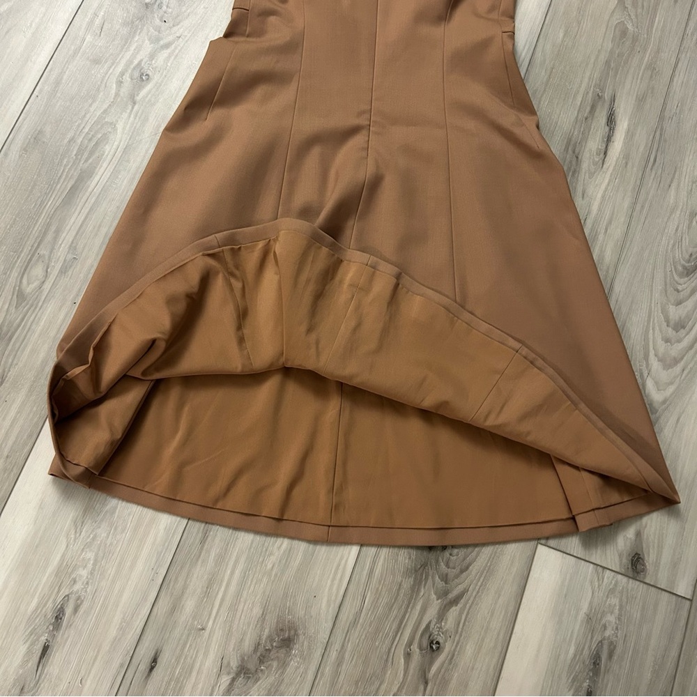 MM Lafleur Women’s Fit & Flare Dress Camel Brown Size 0 Pockets Lined Career - Picture 10 of 11